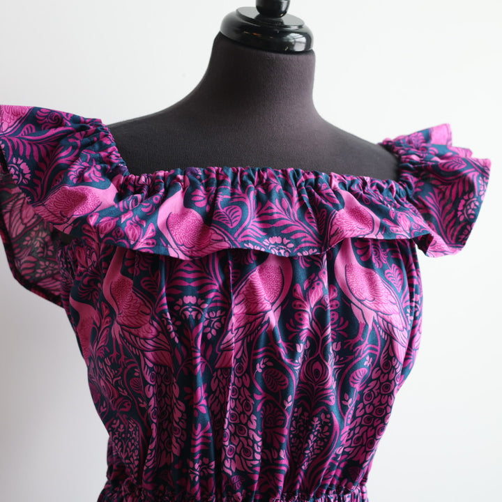 Phoenyx Designs Pink Peacock Garden Ribbon Sundress