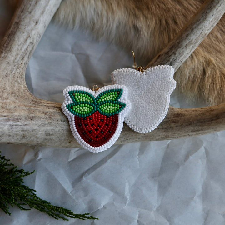 Keegan W. Double Stem Strawberry Beaded Earrings