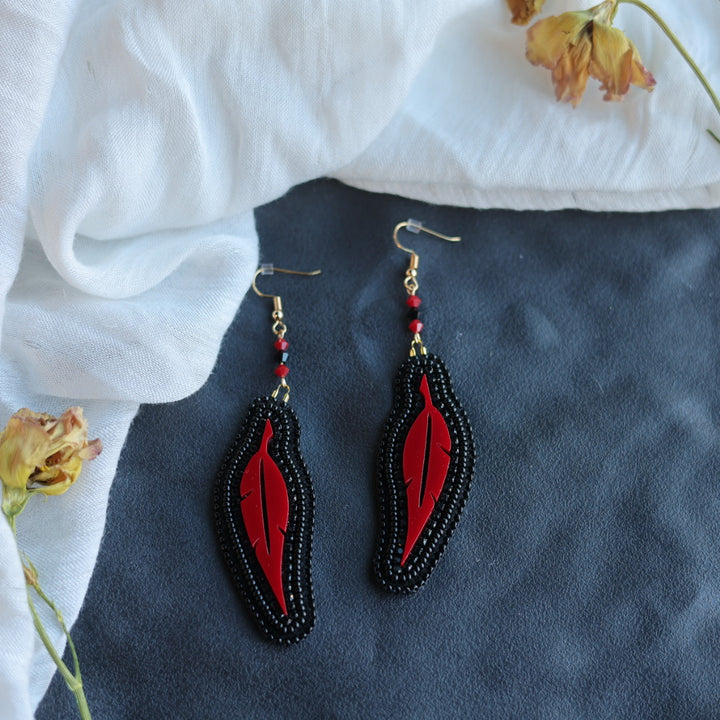 Beth Rose Designs Acrylic Feather Beaded Earrings