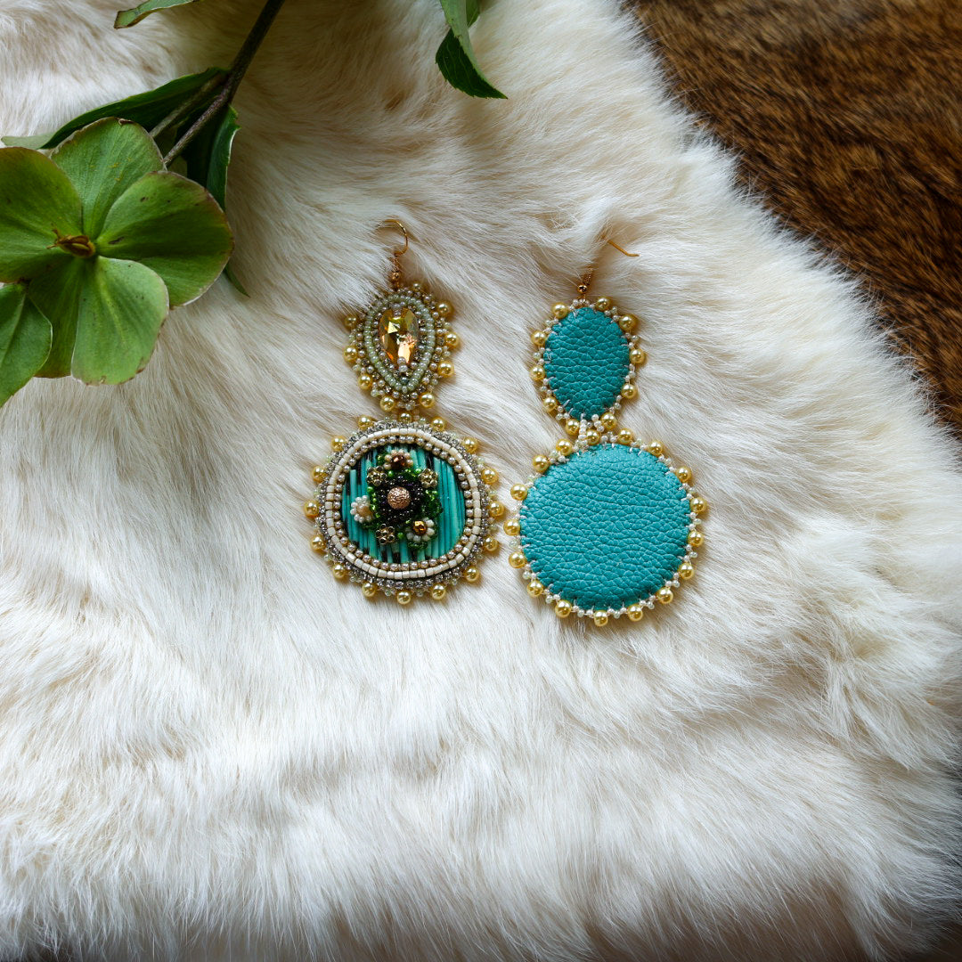 Mercedes G. 3D Floral Quill Double Drop Earrings
