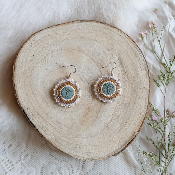 Prairie Moon Pattern Clay Beaded Earrings