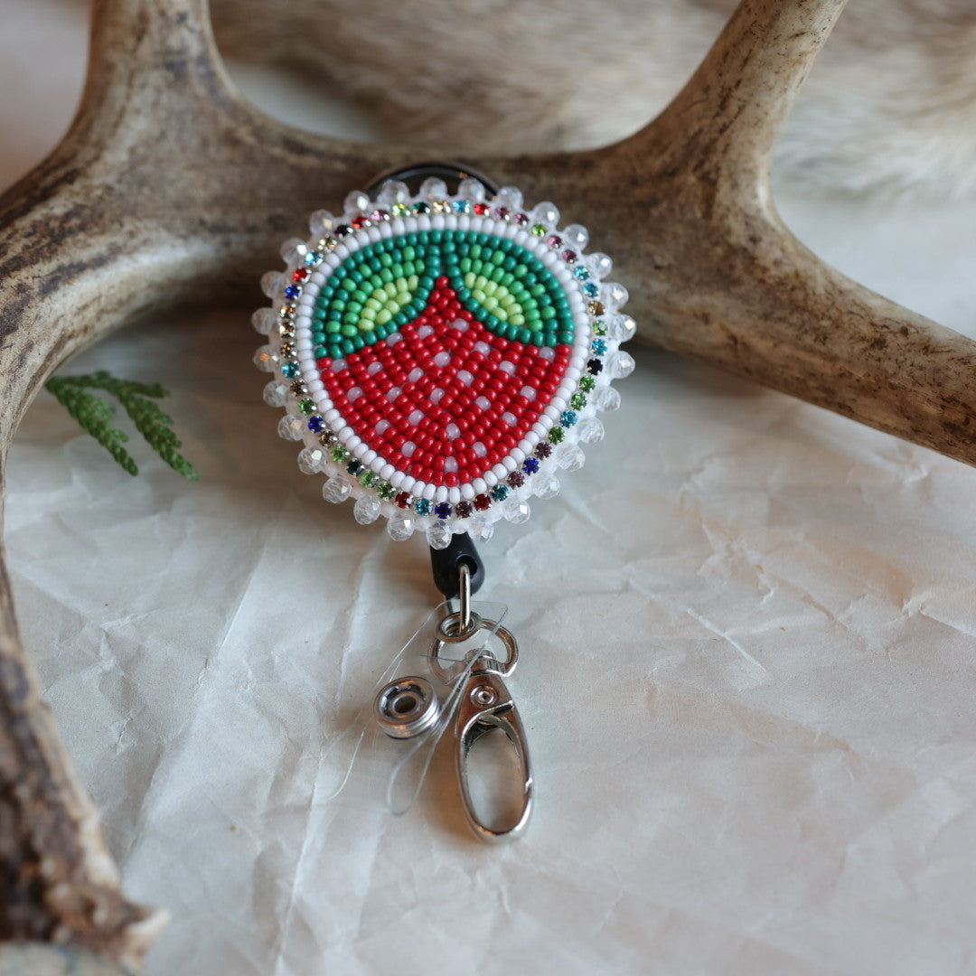 Keegan W. Strawberry Beaded Badge Reels