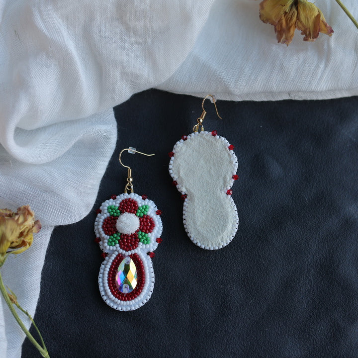 Beth Rose Designs Floral Tufted Gem Drop Earrings