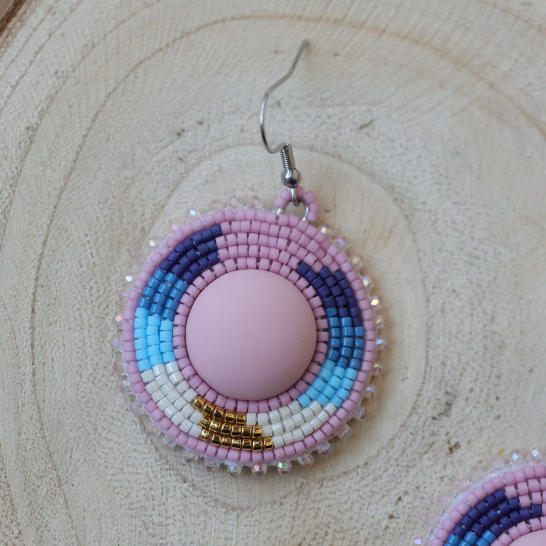 Sweetgrass Woman Creations Matte Rose Beaded Earrings