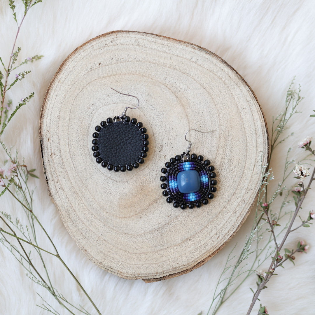 Sweetgrass Woman Creations Black Beaded Earrings