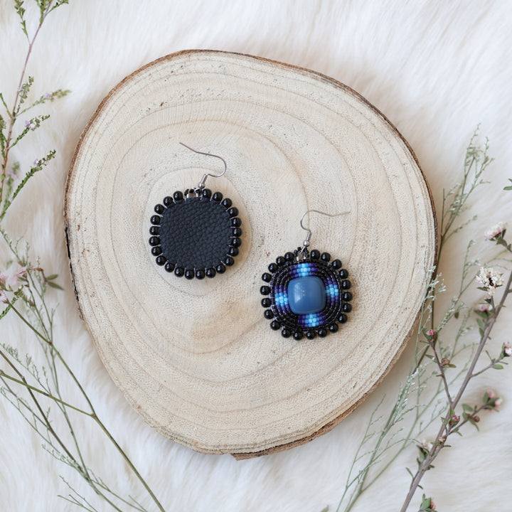 Sweetgrass Woman Creations Black Beaded Earrings