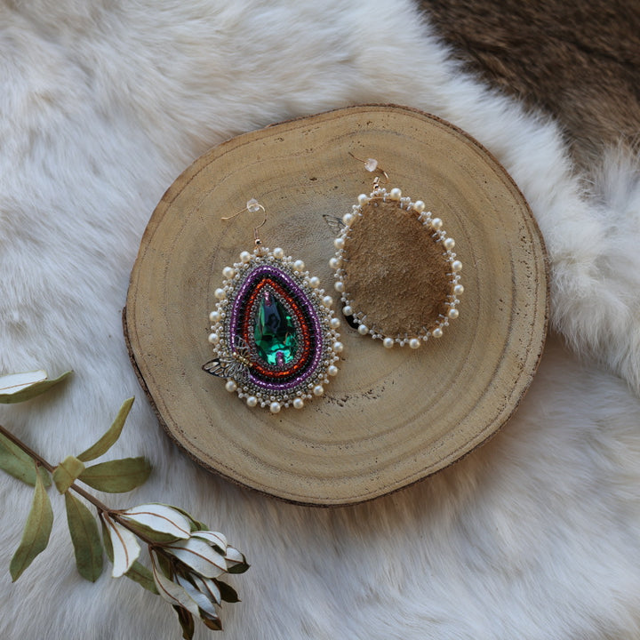 Mercedes G. Butterfly Beaded Teardrop Earrings