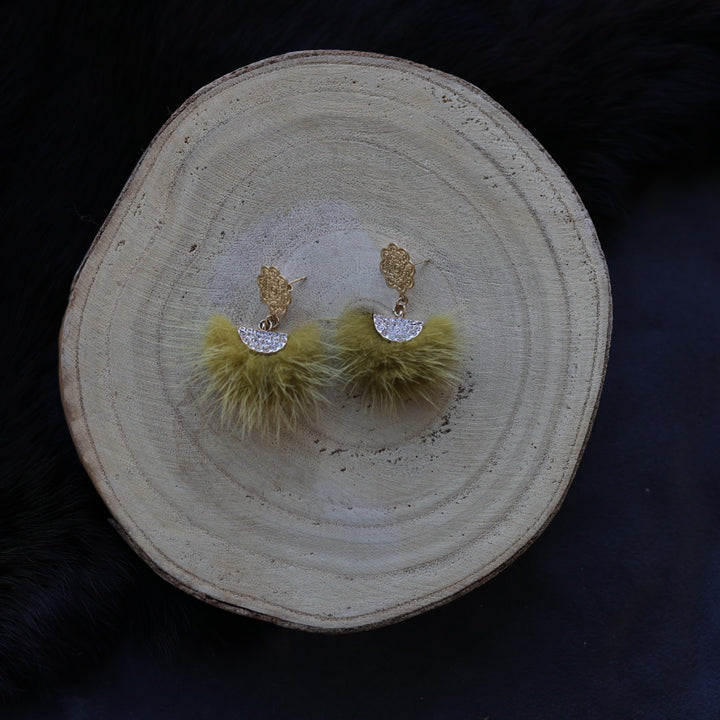 Helen Oro Designs Floral Mink Drop Earrings