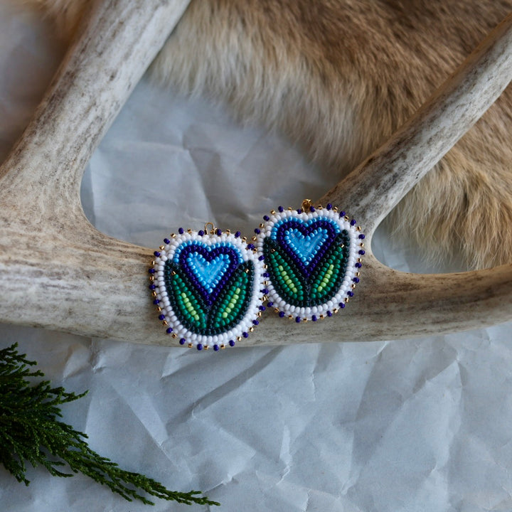 Keegan W. Blooming Heart Beaded Earrings
