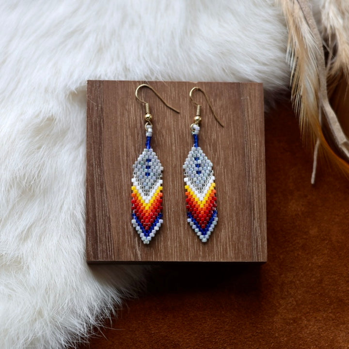 Dorothy B. Large Feather Peyote Earrings