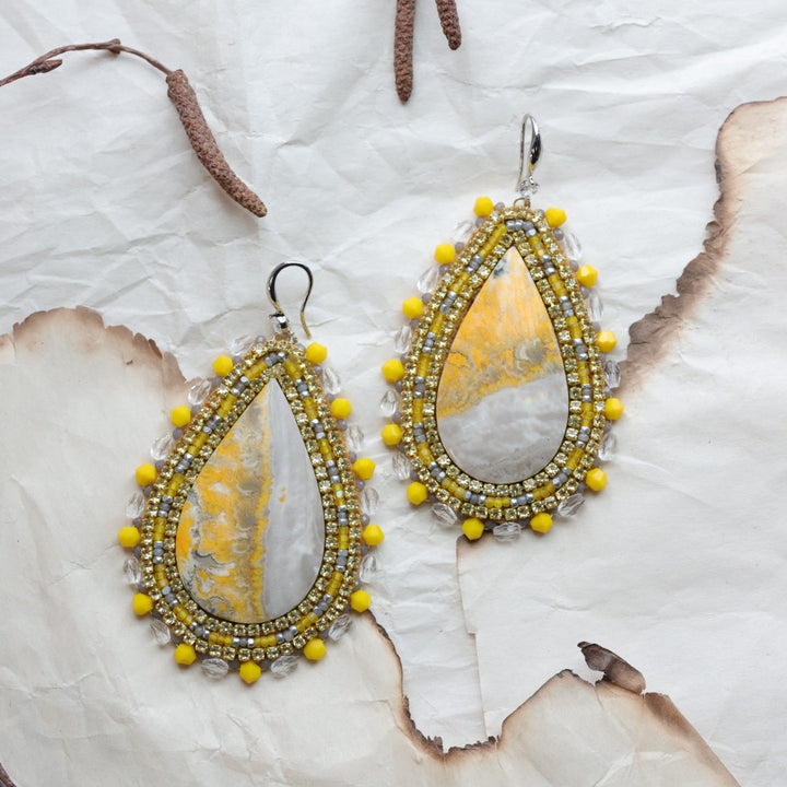TLee Beads Bumble Bee Jasper Beaded Earrings