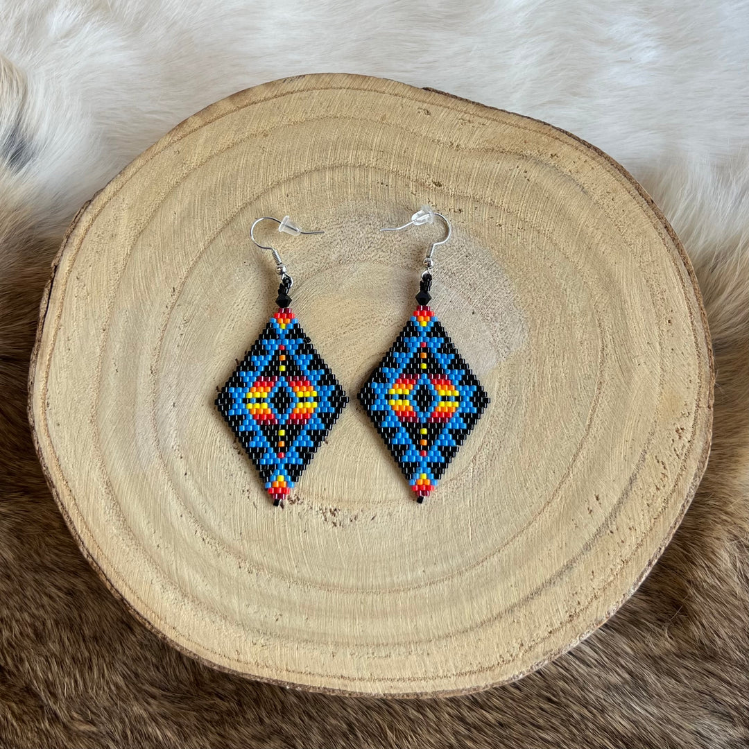 Janet B. Beaded Diamond Shaped Earrings