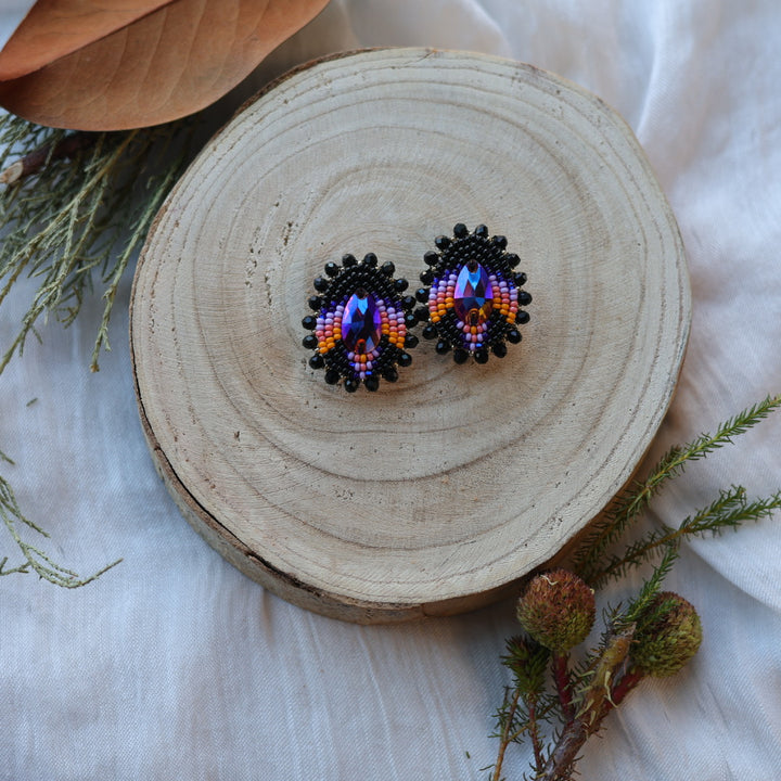 Boreal Forest Beads Gem Teardrop Beaded Earrings
