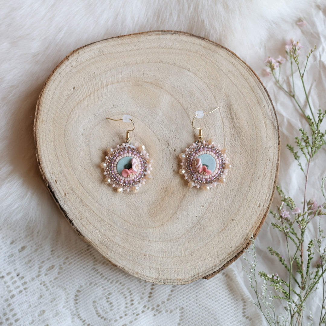Prairie Moon Bouquet Clay Beaded Earrings