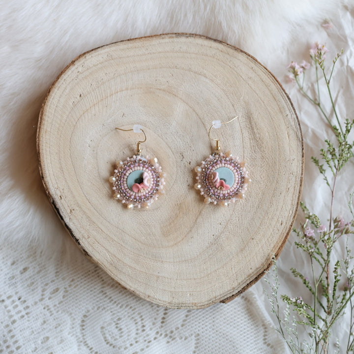 Prairie Moon Bouquet Clay Beaded Earrings