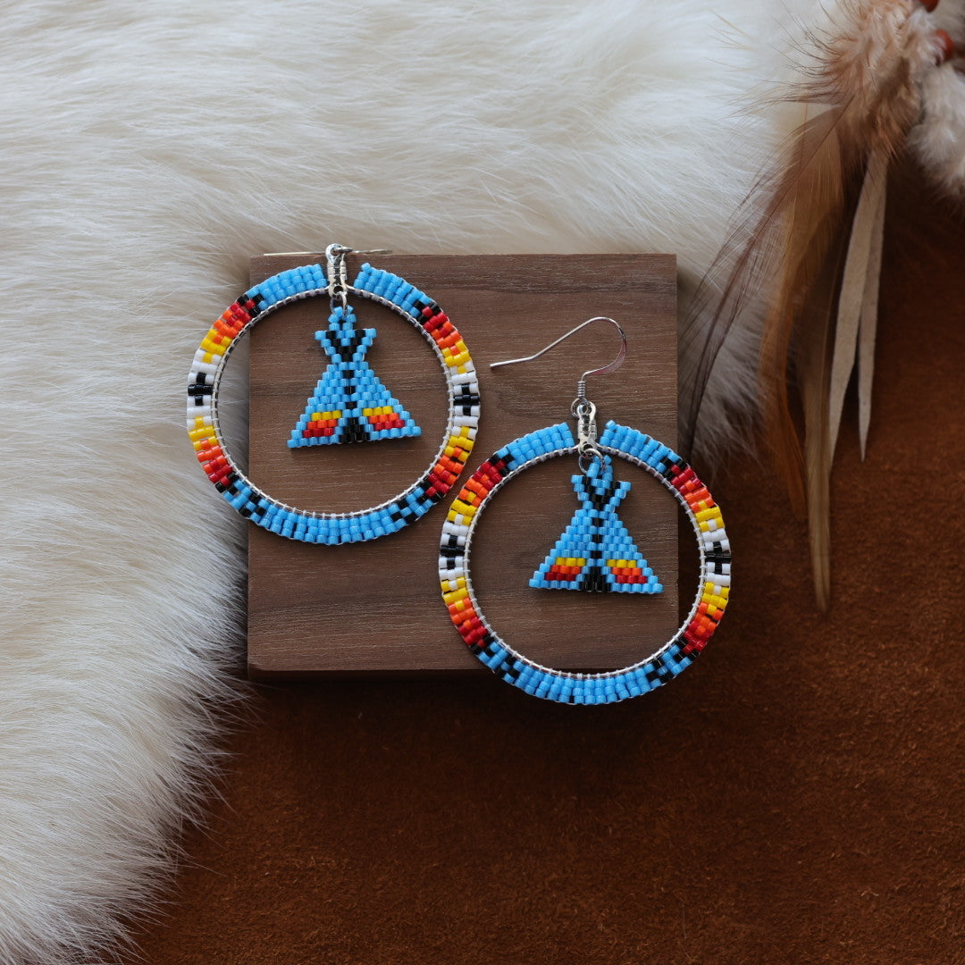 Dorothy B. Tipi Peyote Hoop Earrings