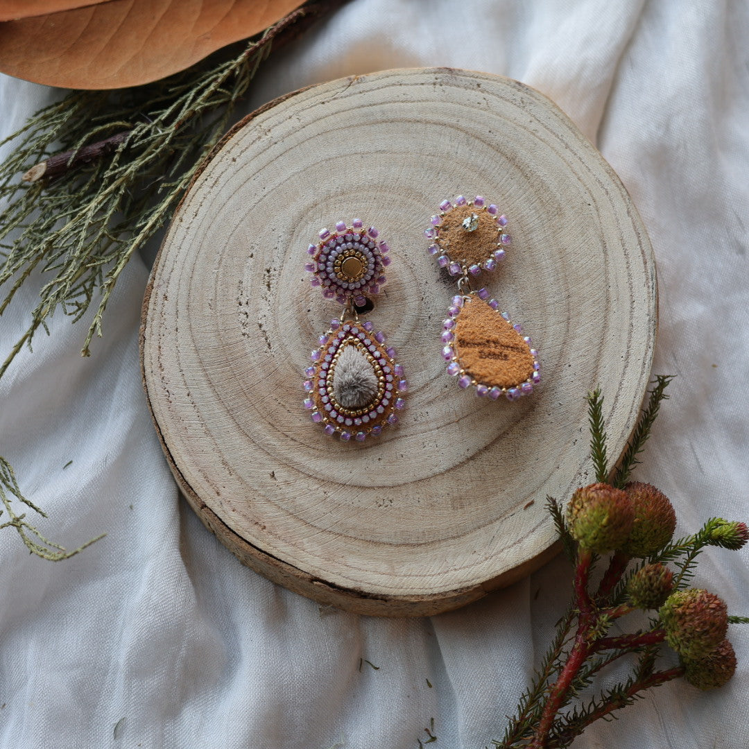 Boreal Forest Beads Tiered Tufted Earrings