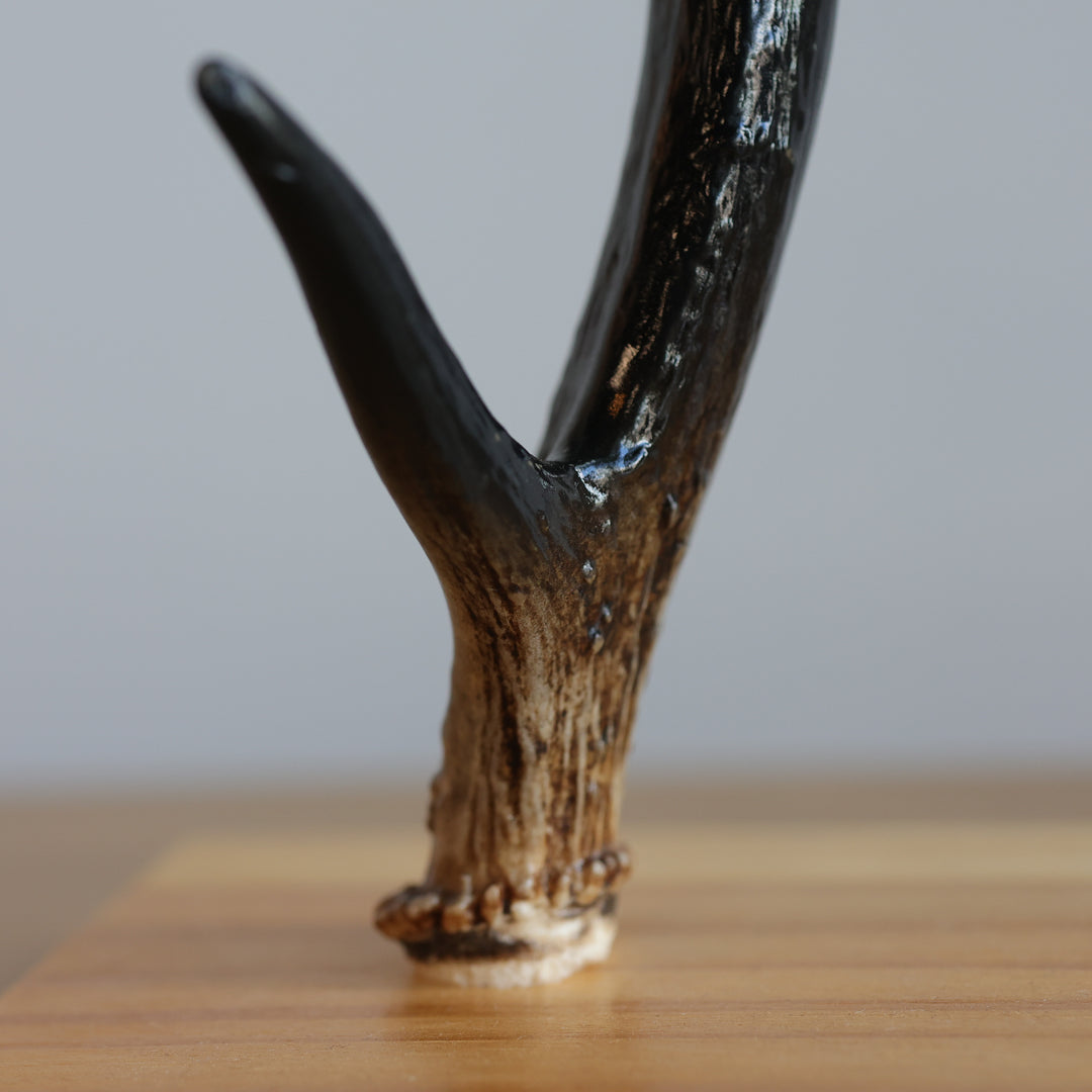 Rob Jerome Medium Loon Antler Carving on Wooden Base