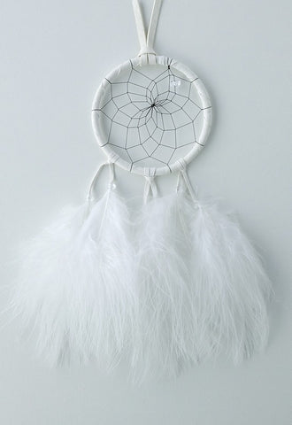 2.5" Dreamcatcher with Fluff Feathers- White