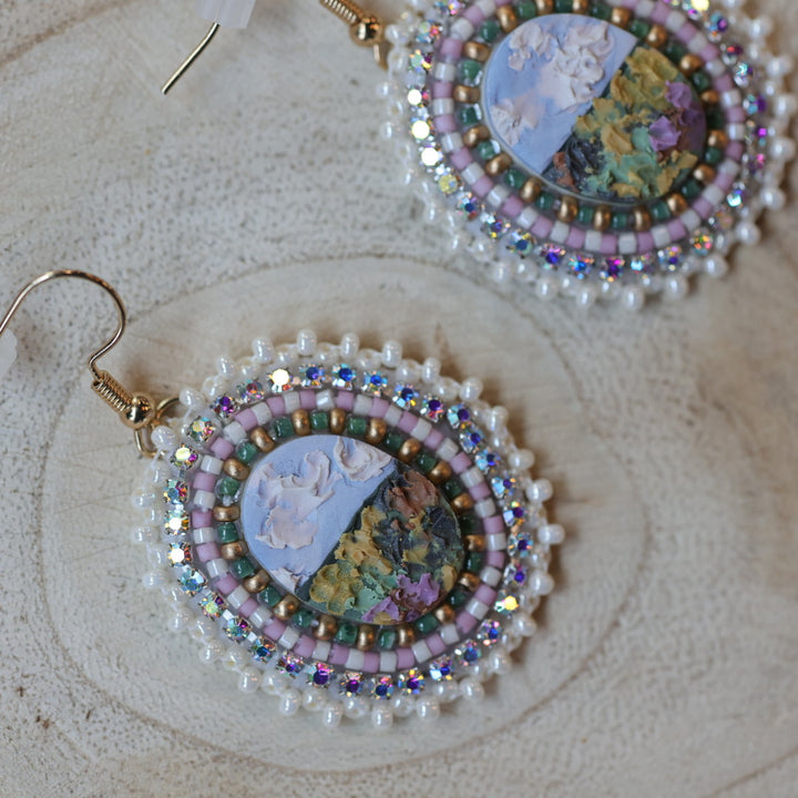 Prairie Moon Prairie Scene Clay Beaded Earrings