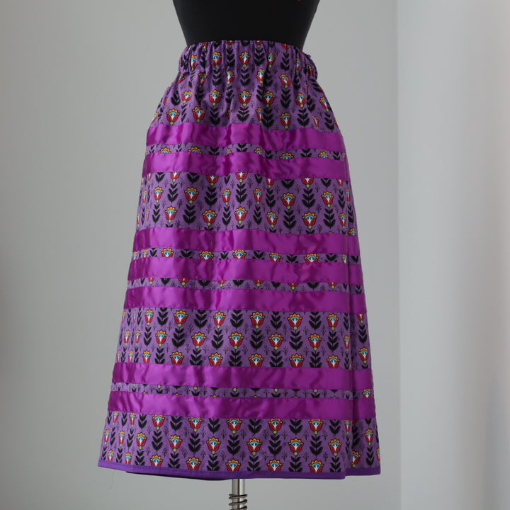 Carol B. Purple Blossoming Floral Ribbon Skirt