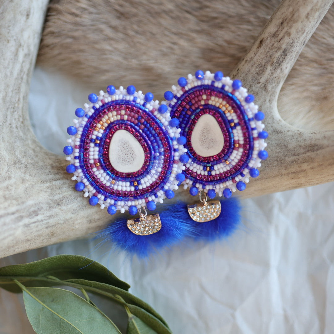 Keegan W. Elk Antler Beaded Earrings