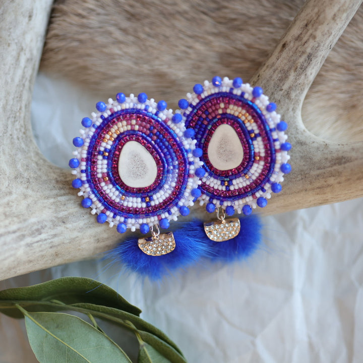 Keegan W. Elk Antler Beaded Earrings