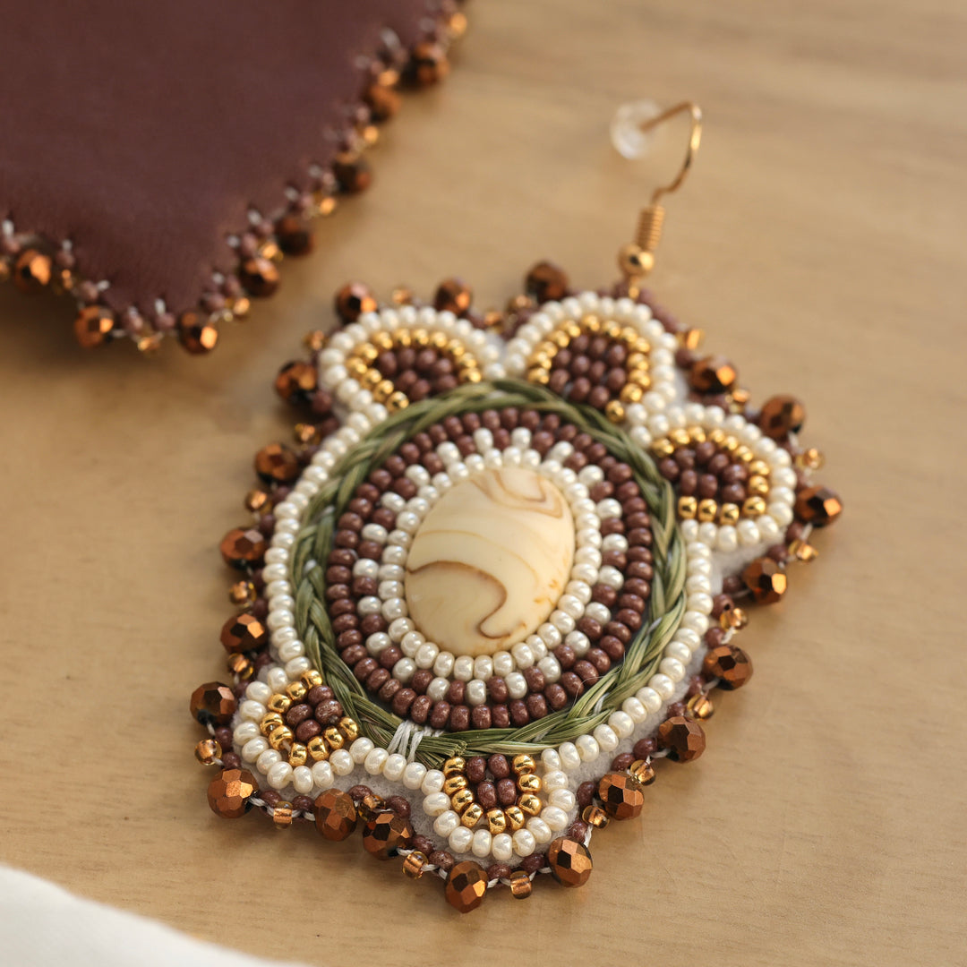 Nikki P. Braided Sweetgrass Turtle Earrings