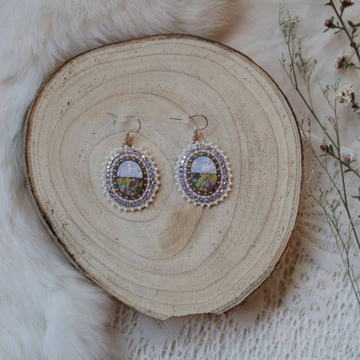 Prairie Moon Prairie Scene Clay Beaded Earrings