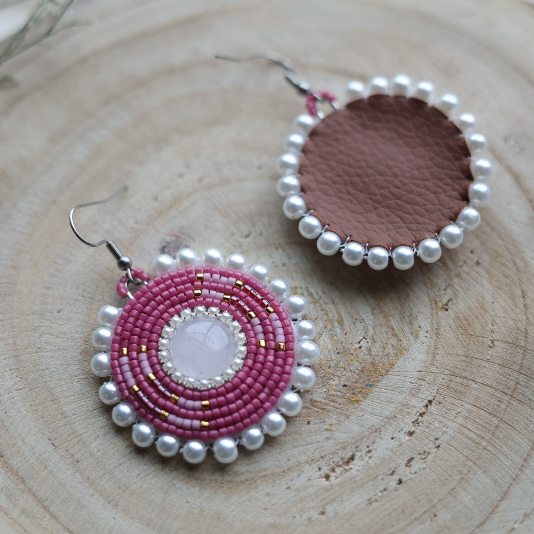 Sweetgrass Woman Creations Rose Quartz Beaded Earrings