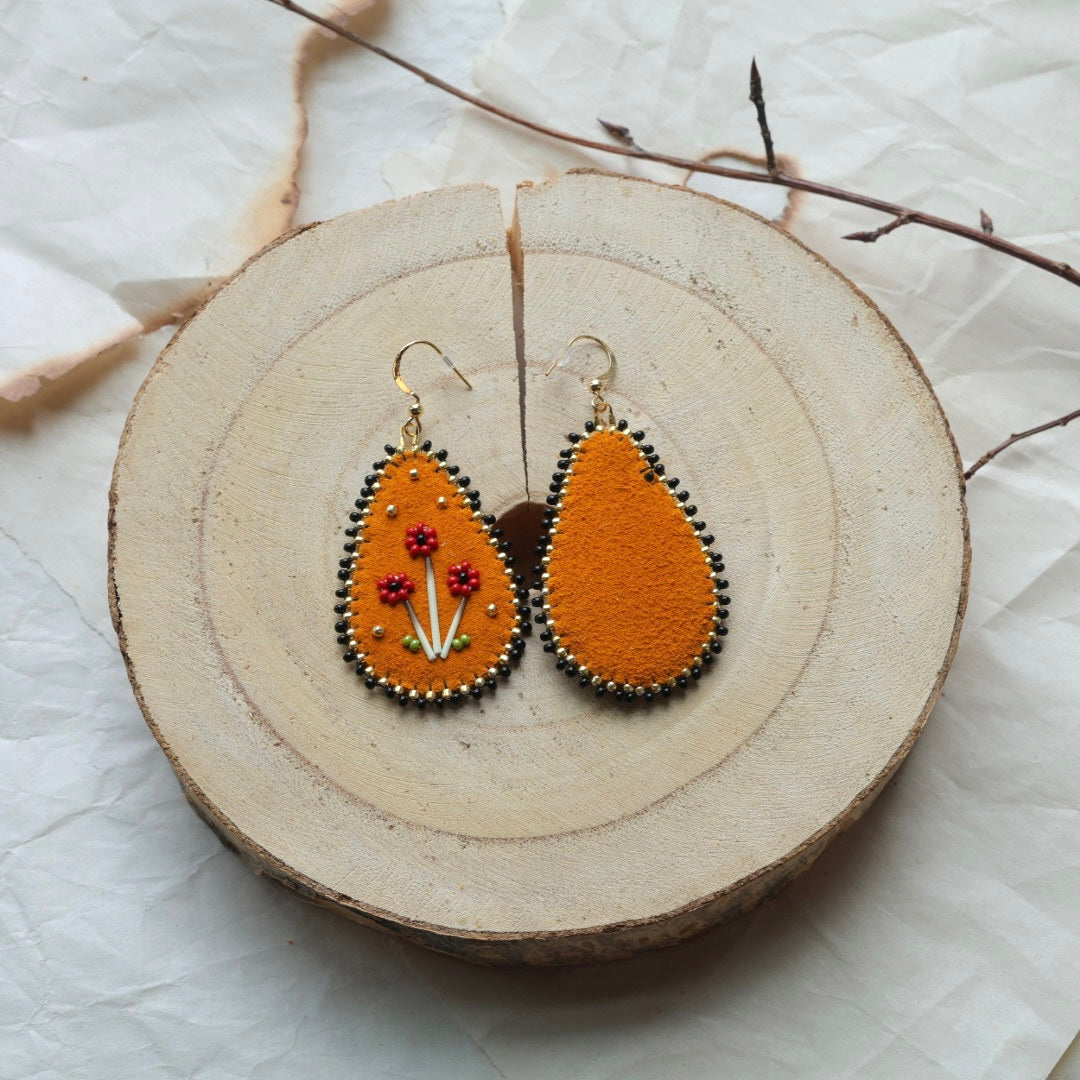 Windy North Designs Teardrop Beaded Floral Earrings