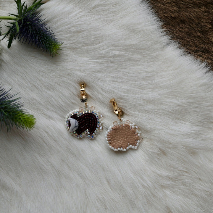 Mercedes G. Mini Bison Beaded Clip-On Earrings
