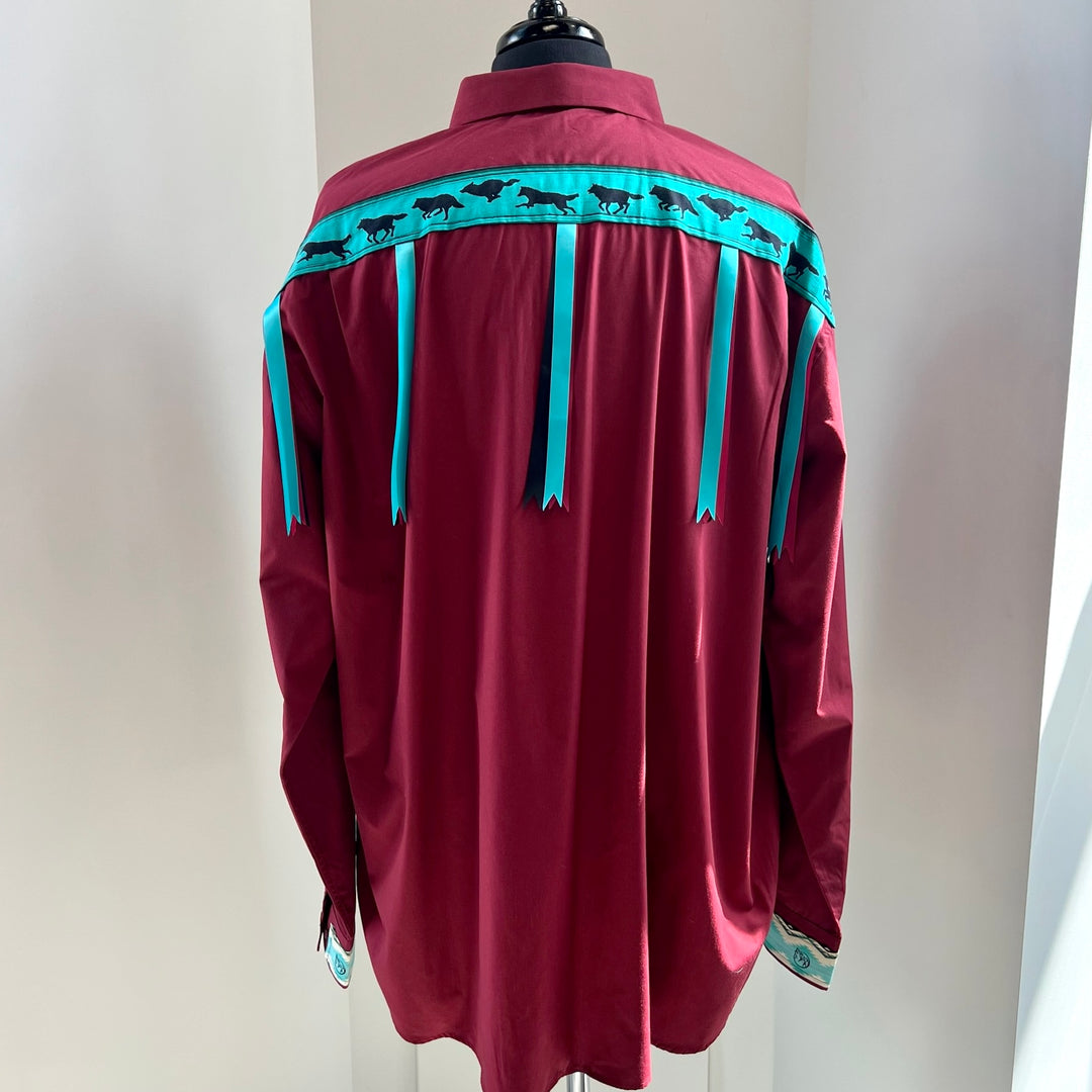 Vi's CREE-ations Wolf Men's Ribbon Shirt
