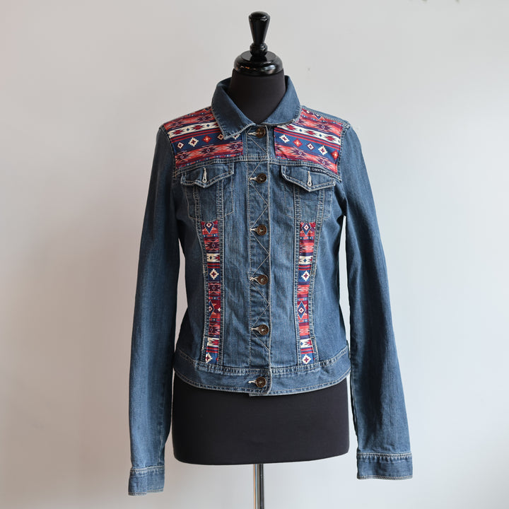 Phoenyx Design Burgundy Southwest Denim Jacket