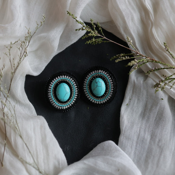 Beth Rose Designs Turquoise Beaded Stud Earrings