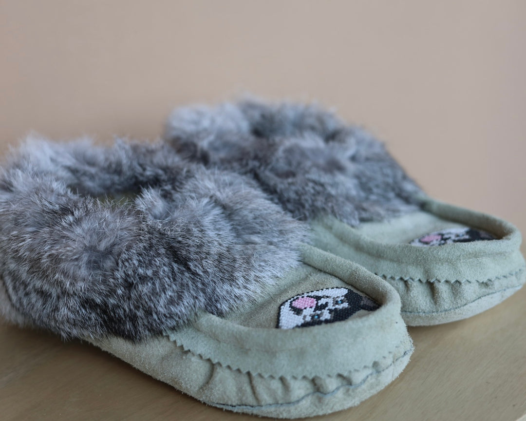 Ironstar Co. Grey Moccasins With Husky Detail