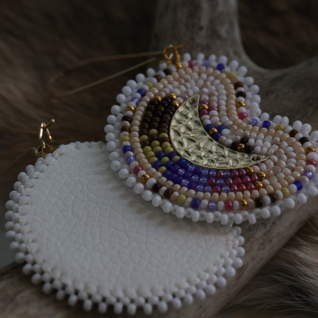 Keegan W. Crescent Moon Beaded Earrings