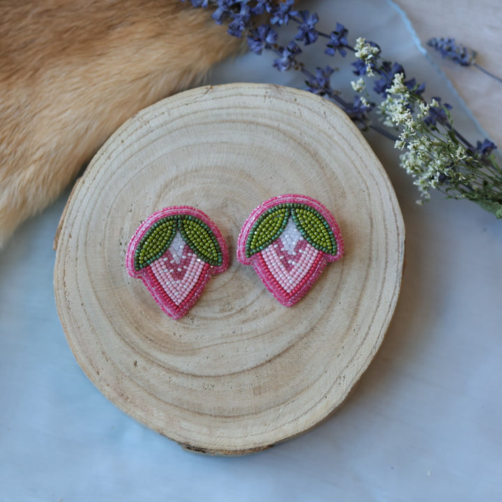 Jess S. Large Beaded Strawberry Earrings