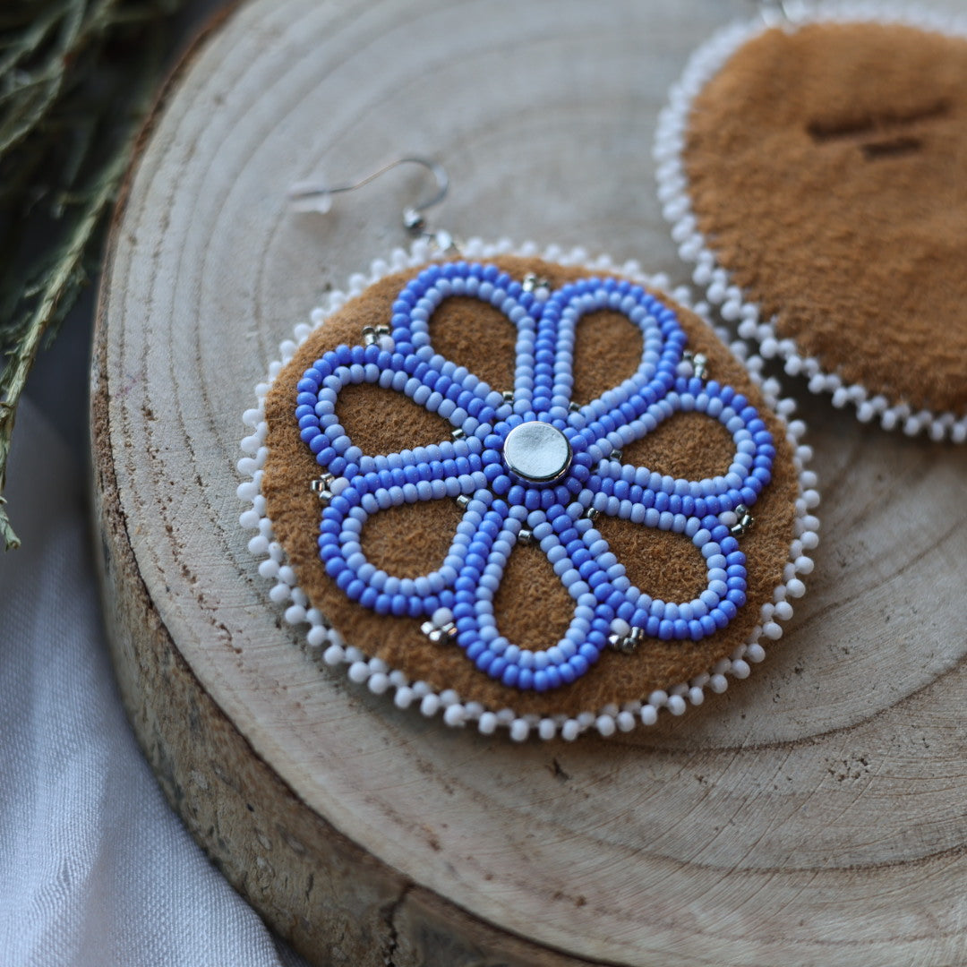 Boreal Forest Beads Floral Beaded Moose Hide Earrings