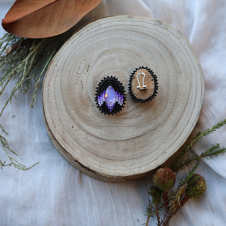 Boreal Forest Beads Gem Teardrop Beaded Earrings