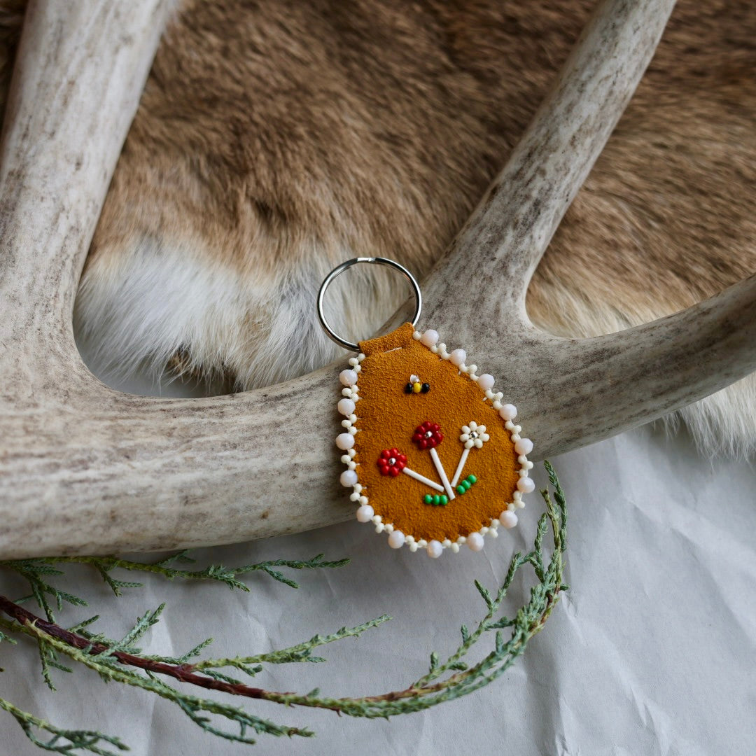 Keegan W. Quill Floral Hide Keychain