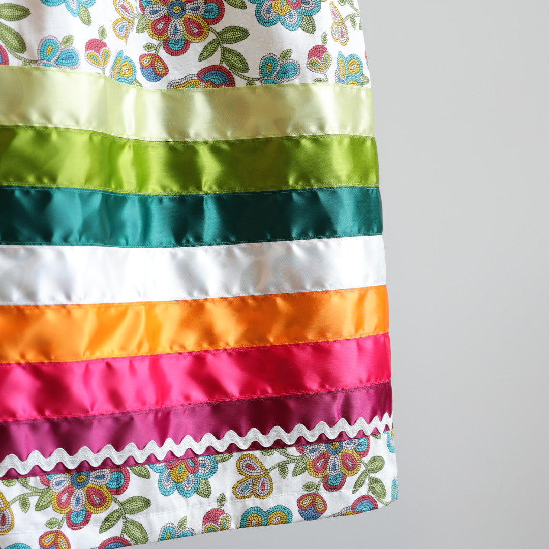 Margaret R. Beaded Floral Pattern Ribbon Skirts
