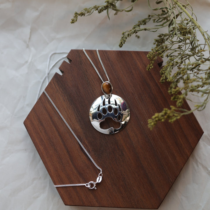 Medicine Bear Arts Bear & Wolf Paw Cut Out Inlay Earrings & Necklace