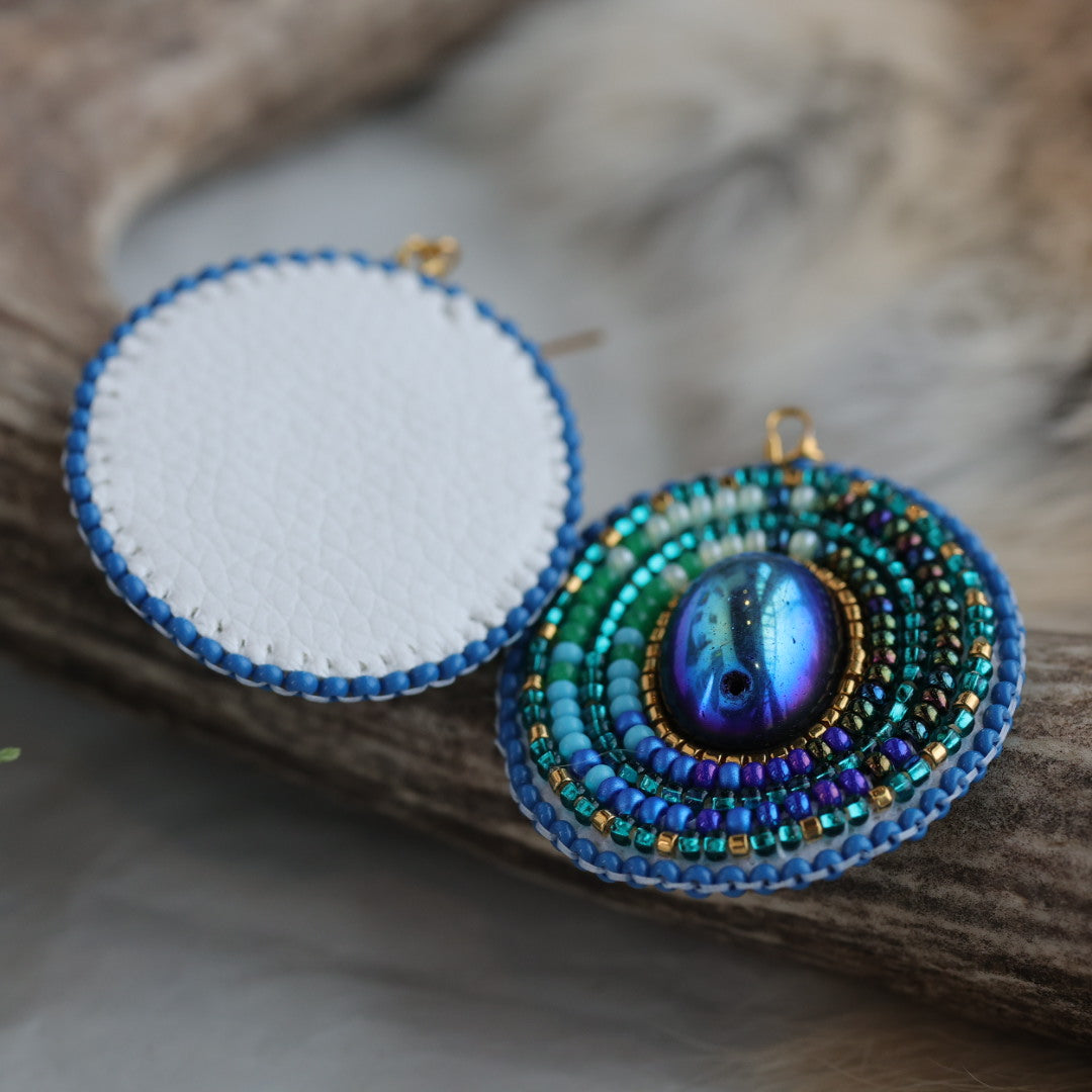 Keegan W. Moody Teal Beaded Oval Earrings