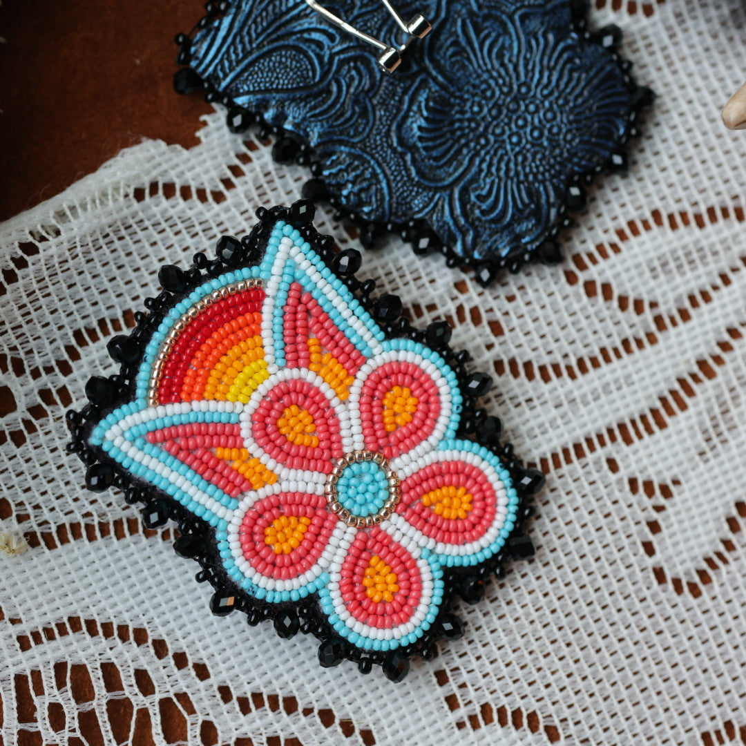 DMD Beadwork Sunset Bloom Beaded Earrings