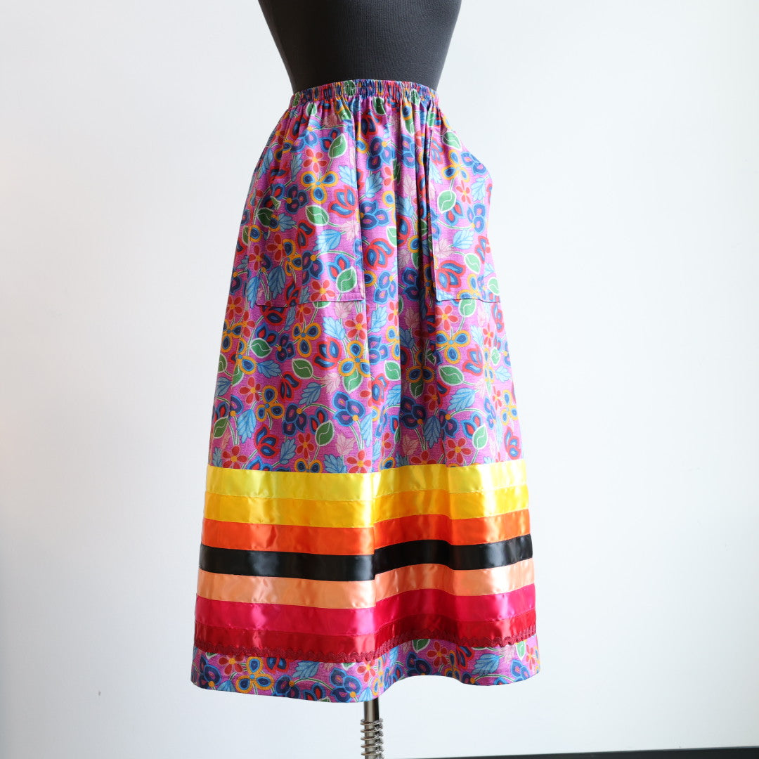 Margaret R. Beaded Floral Pattern Ribbon Skirts