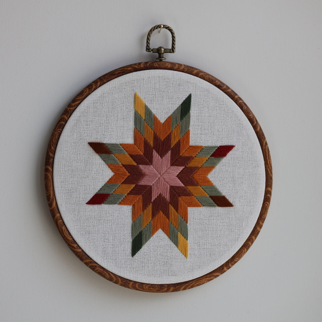 Janene A. Autumnal Lone Star Quilt Embroidery Hoops