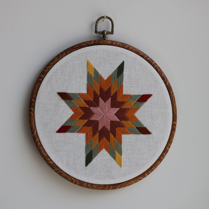 Janene A. Autumnal Lone Star Quilt Embroidery Hoops