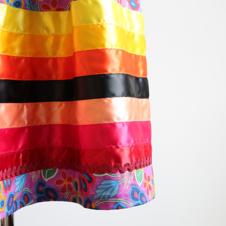 Margaret R. Beaded Floral Pattern Ribbon Skirts