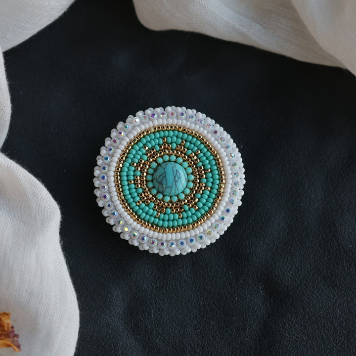 Beth Rose Designs Turquoise & Gold Popsocket